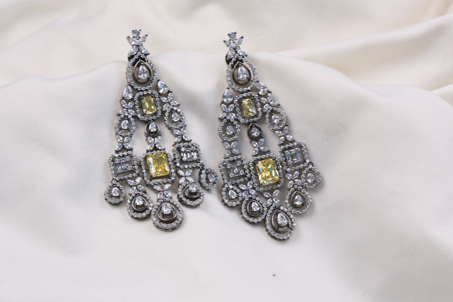 Raaha Victorian CZ Earrings - Yellow