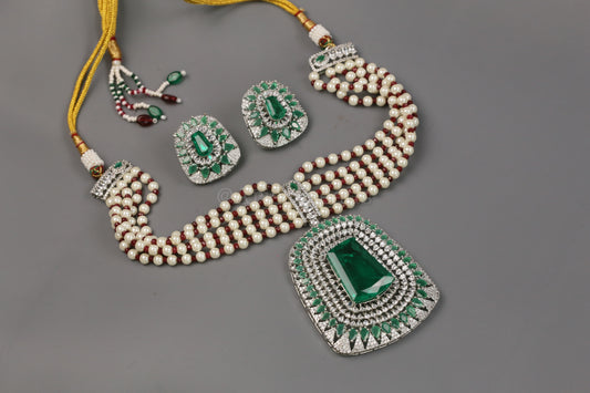 Malaika CZ & Green Doublet Necklace Set