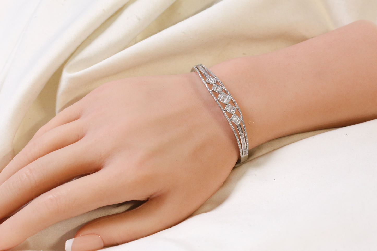 Roja Openable Micro CZ Bracelet- Silver