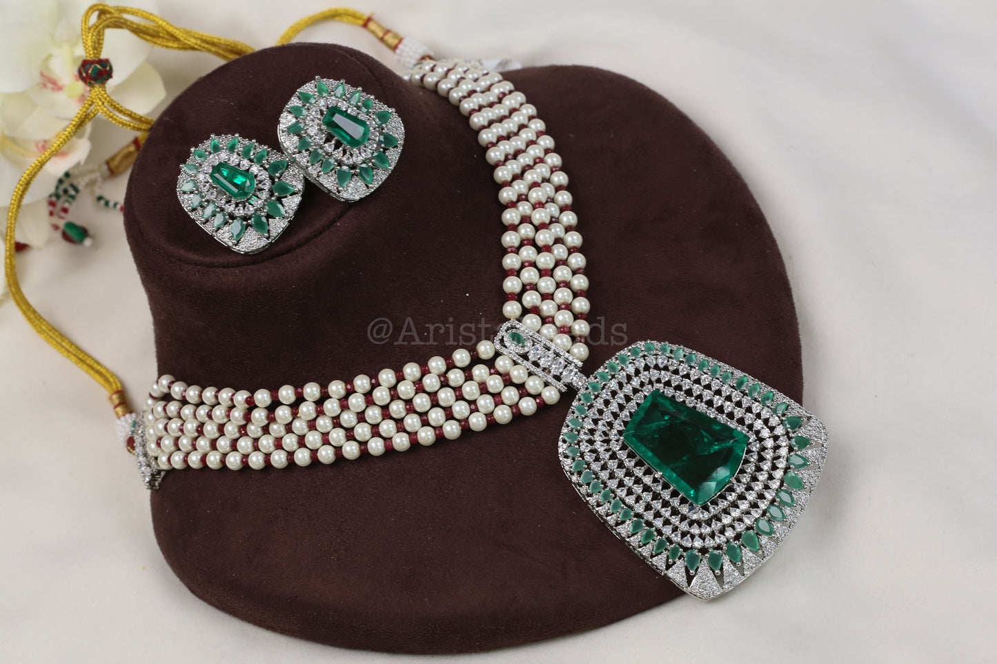 Malaika CZ & Green Doublet Necklace Set