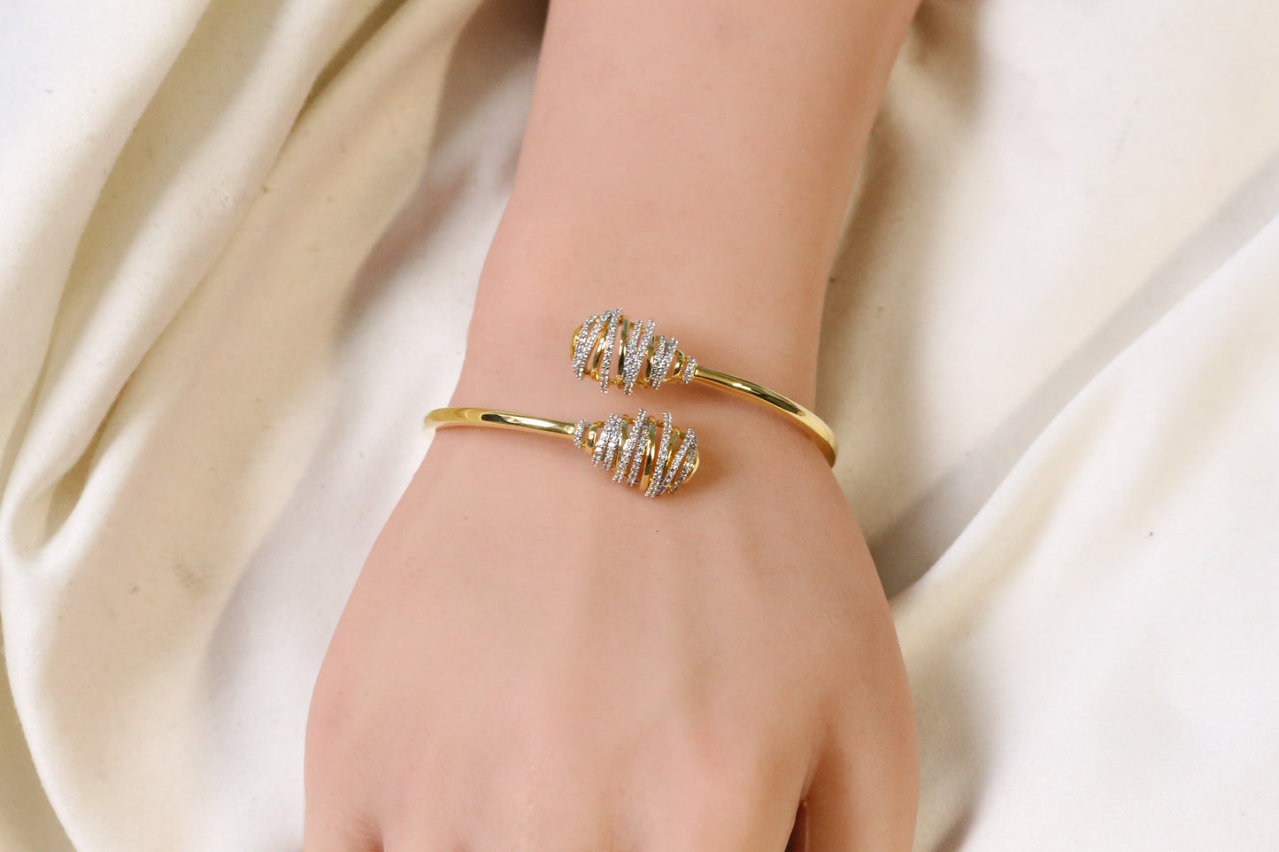 Zara Openable Micro CZ Bracelet- Gold