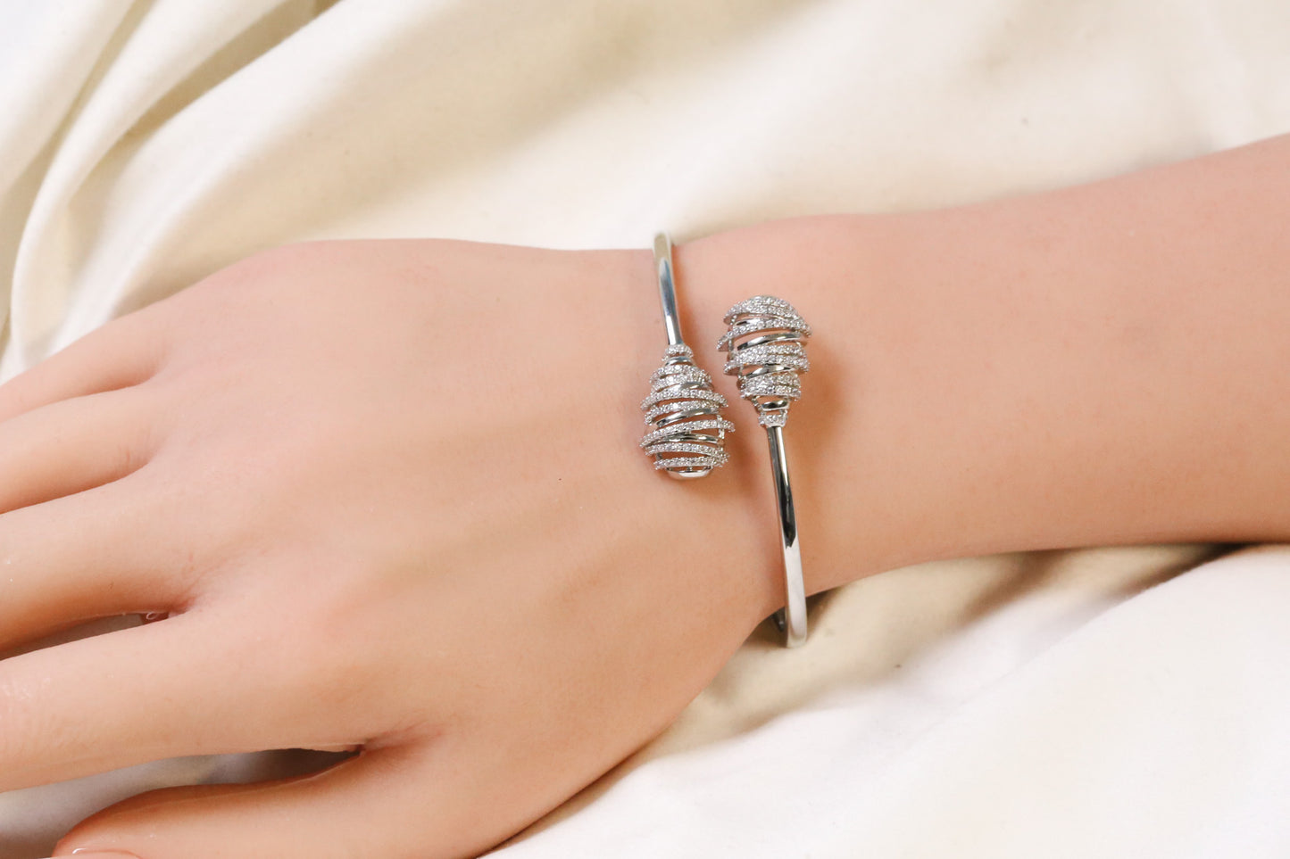 Zara Openable Micro CZ Bracelet- Silver