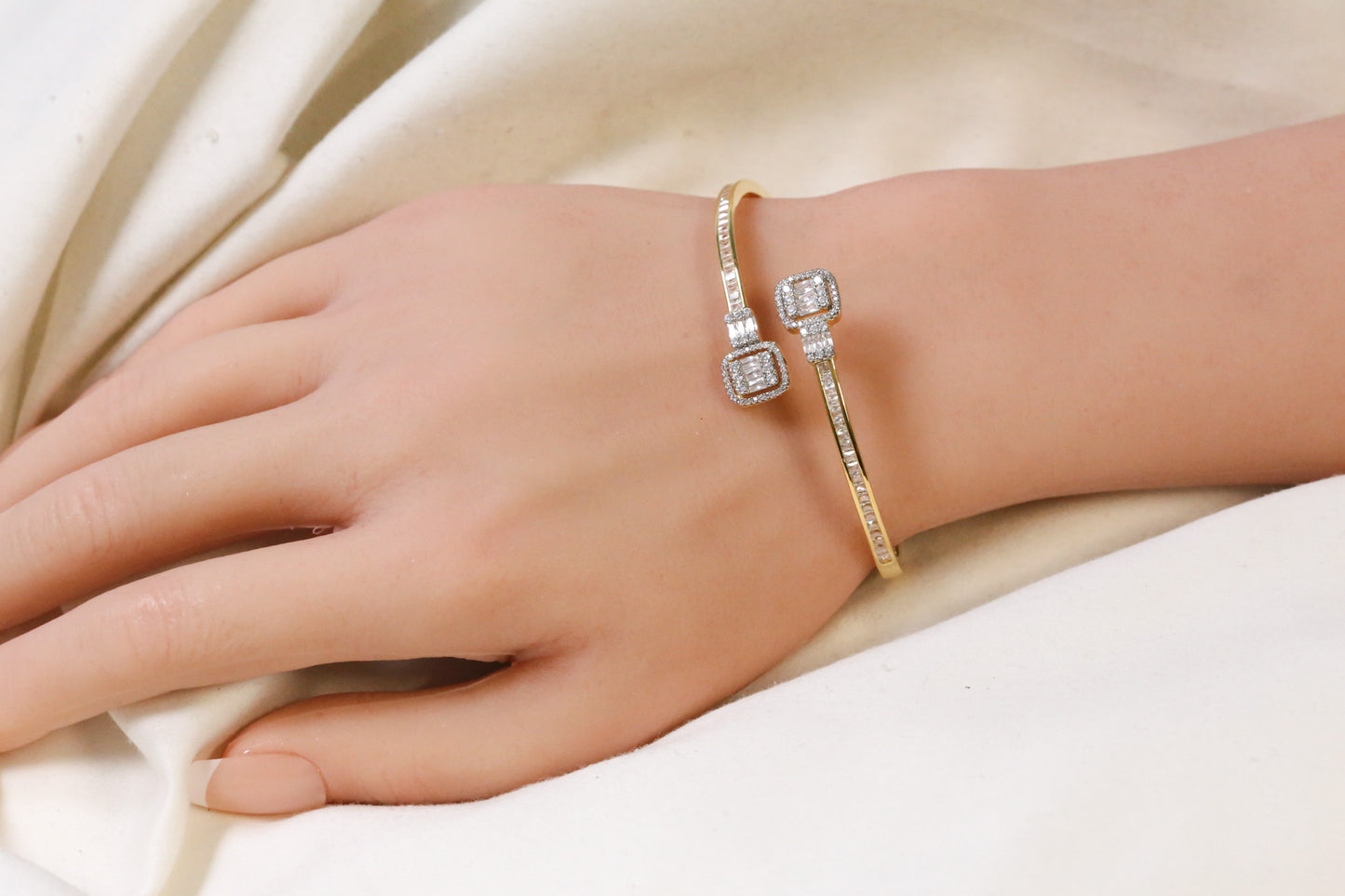 Crystal Openable Micro CZ Bracelet- Gold