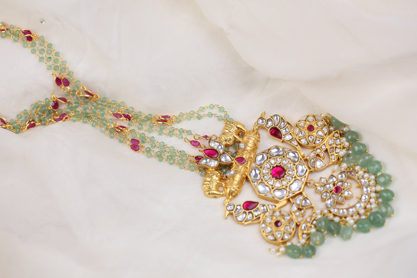 Sampada Handmade Jadau Kundan Necklace - Clear