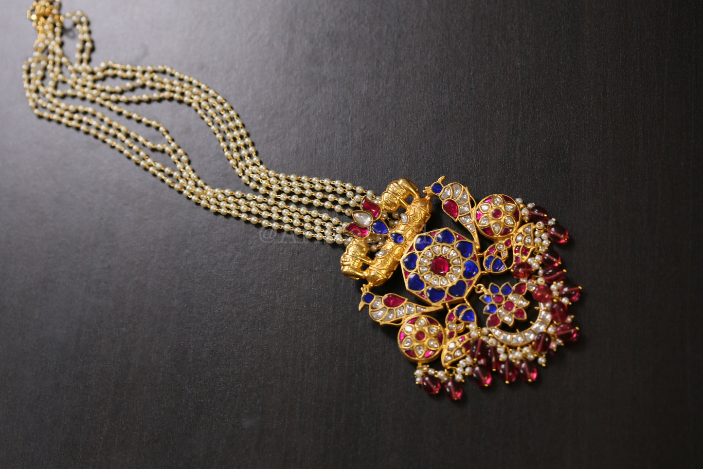 Sampada Handmade Jadau Kundan Necklace - Blue
