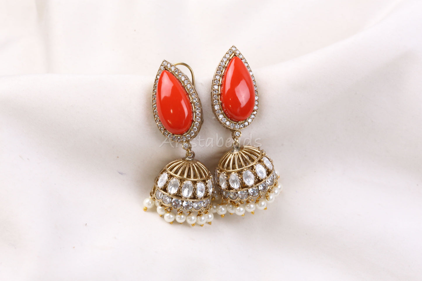 Coral Semiprecious Jhumka - (101-73)