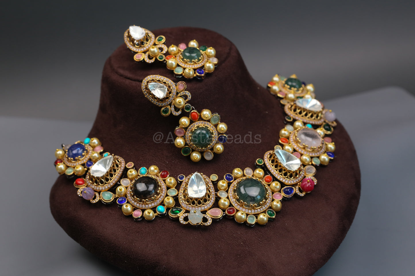 Sabya Semiprecious Stones & Polki Necklace Set