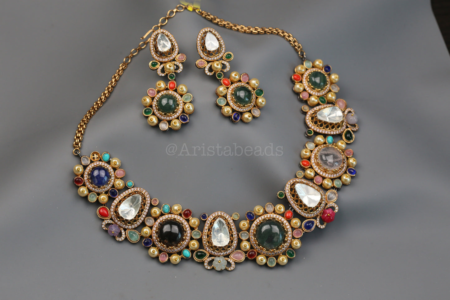 Sabya Semiprecious Stones & Polki Necklace Set