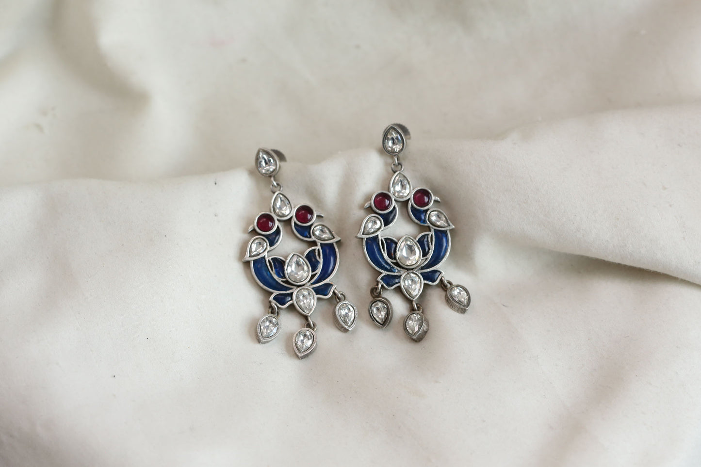 Amaani Peacock Fuion Earrrings - Blue