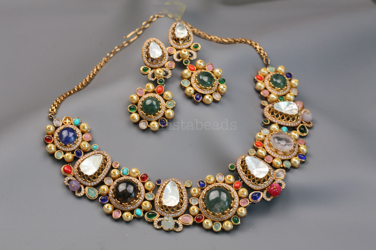 Sabya Semiprecious Stones & Polki Necklace Set