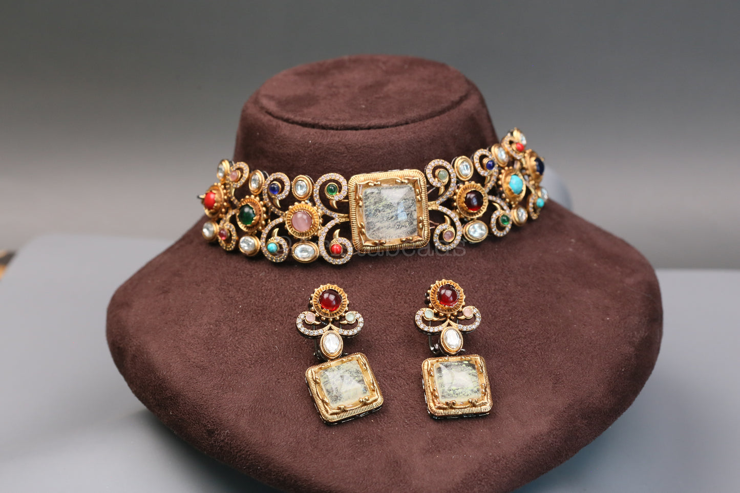Shama Semiprecious Stones & Polki Choker Set