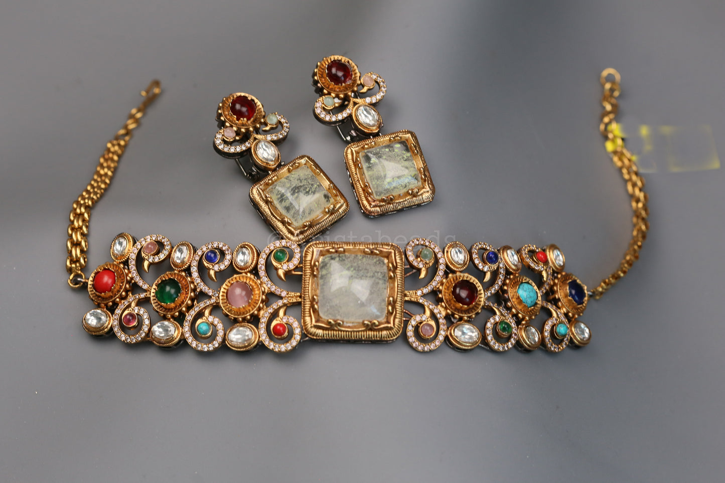 Shama Semiprecious Stones & Polki Choker Set