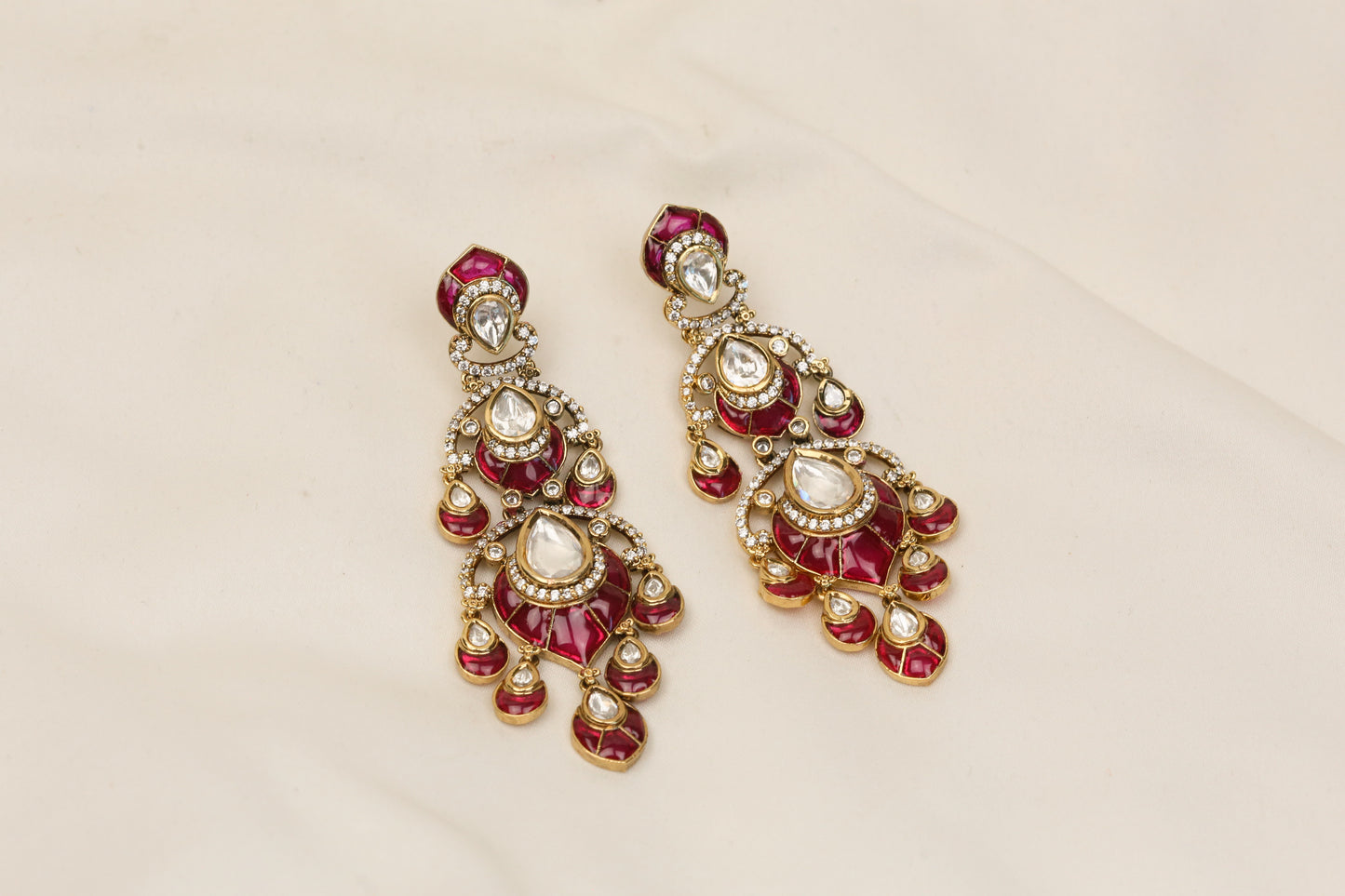 Ananya Takkar Kundan Earrings - Red