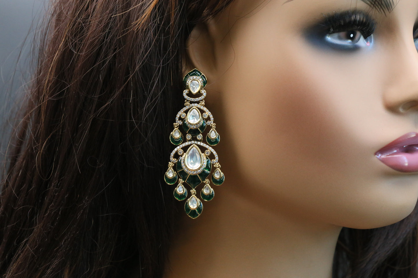 Ananya Takkar Kundan Earrings - Green