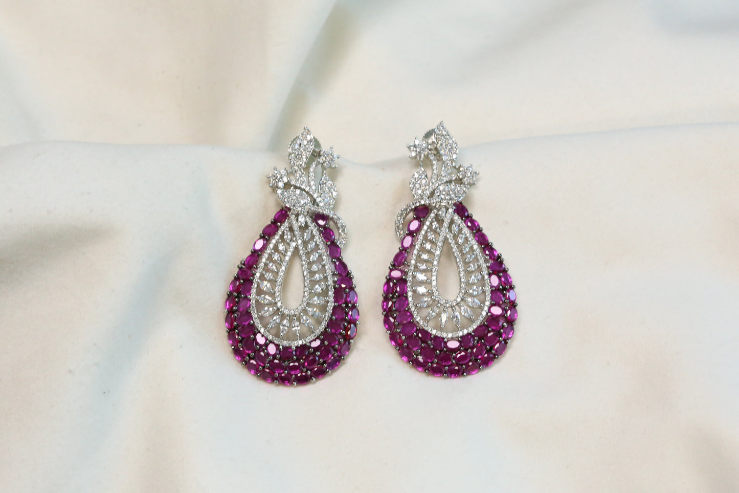 Premium CZ Earrings - Ruby Pink