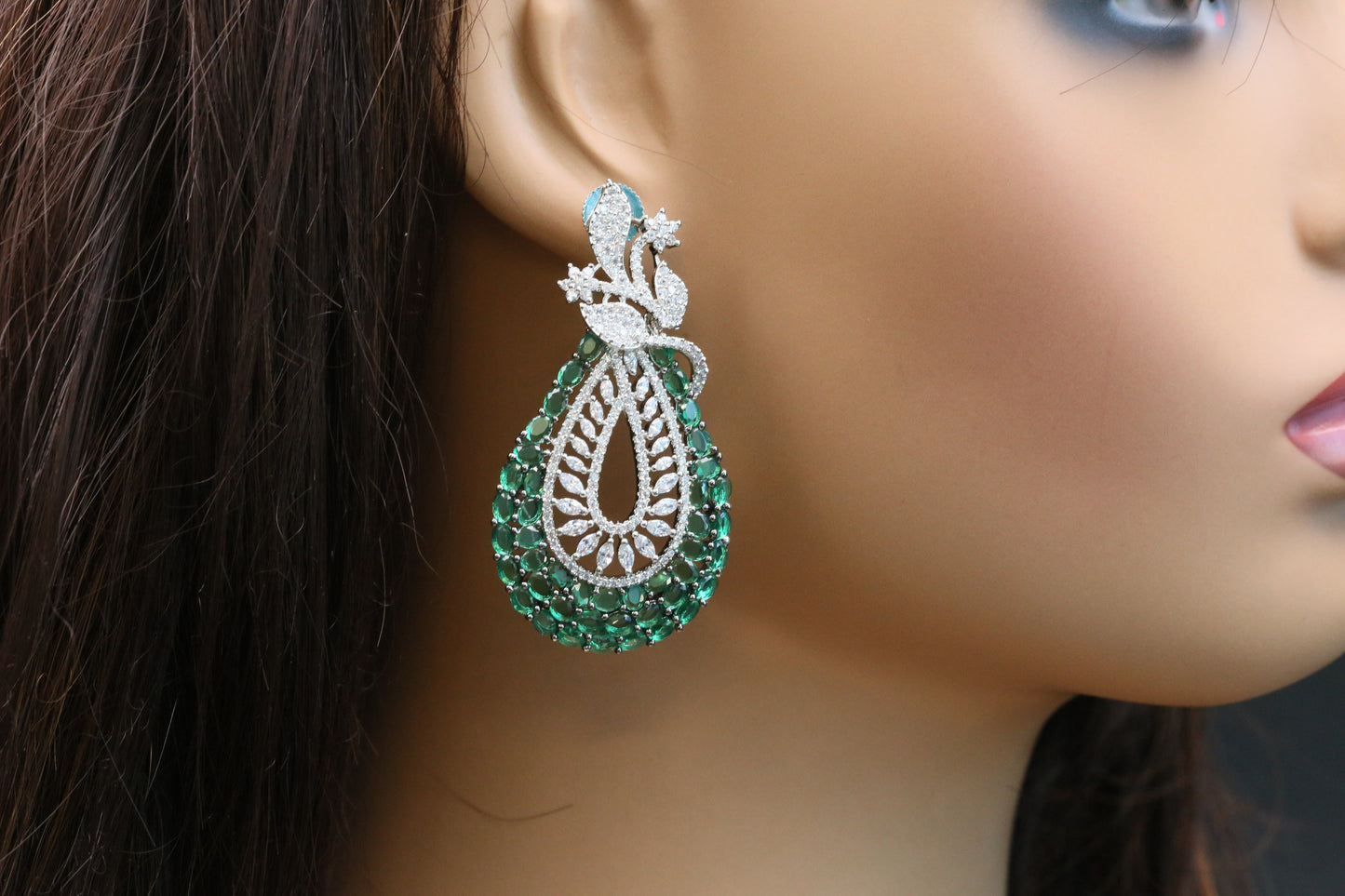 Premium CZ Earrings - Green