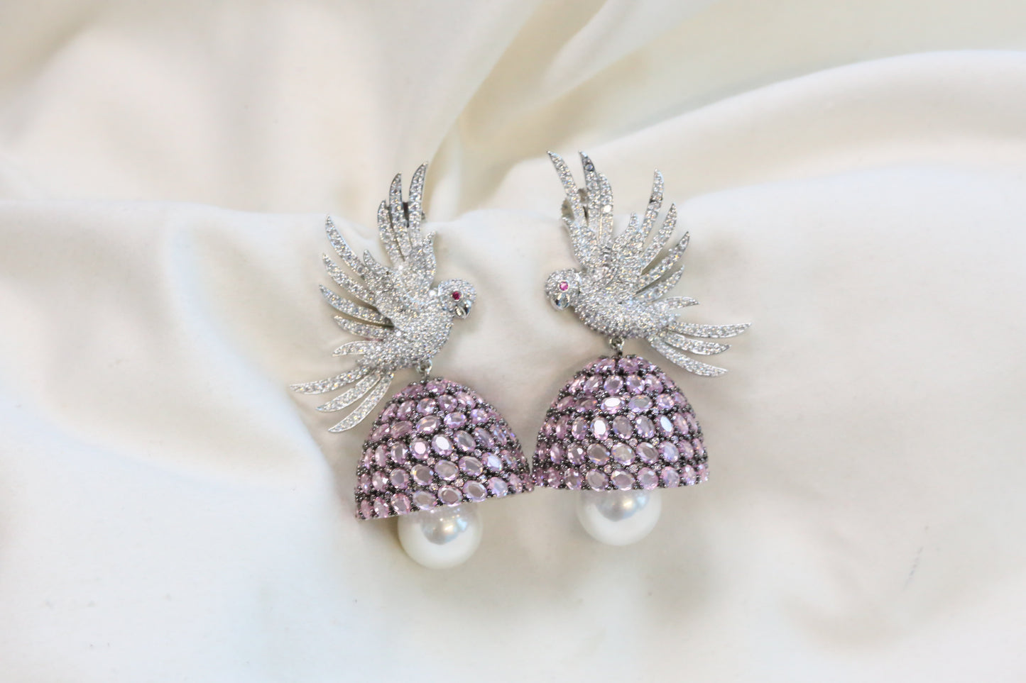 Priya Premium CZ Jhumka - Blush Pink