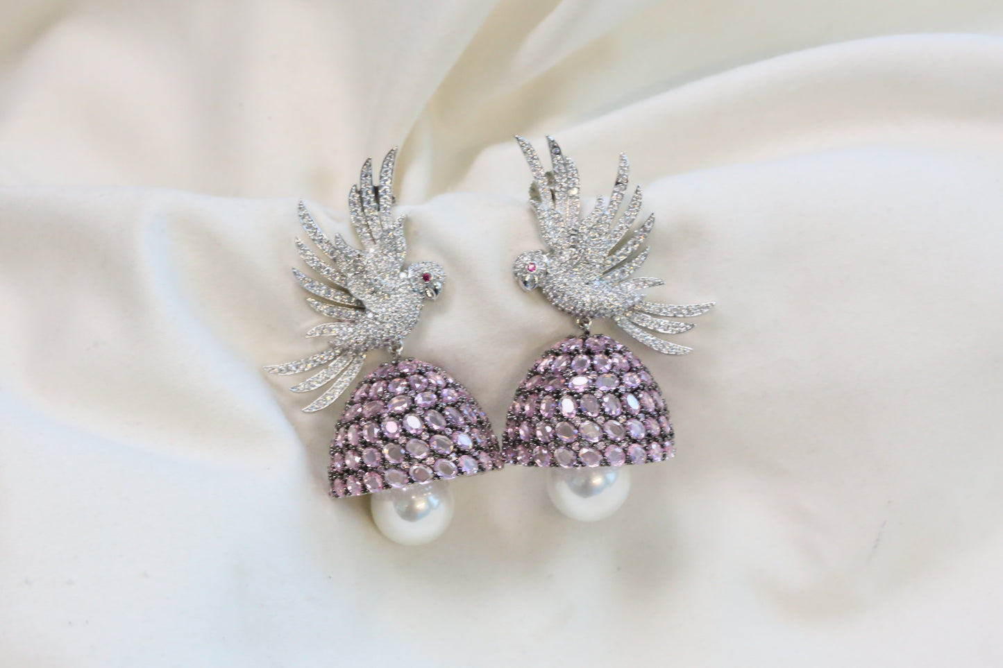 Priya Premium CZ Jhumka - Blush Pink