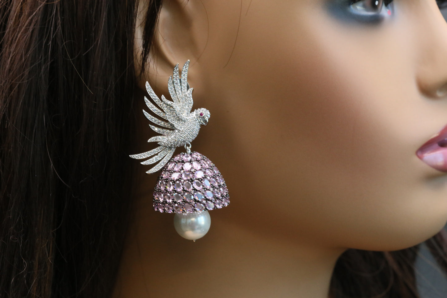 Priya Premium CZ Jhumka - Blush Pink