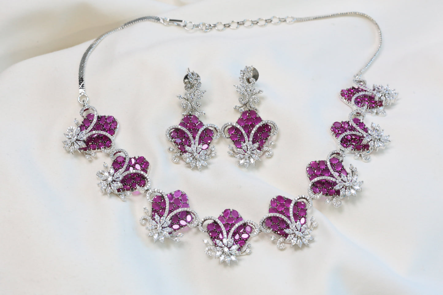 Premium Bella Micro CZ & Ruby Crystals Necklace Set
