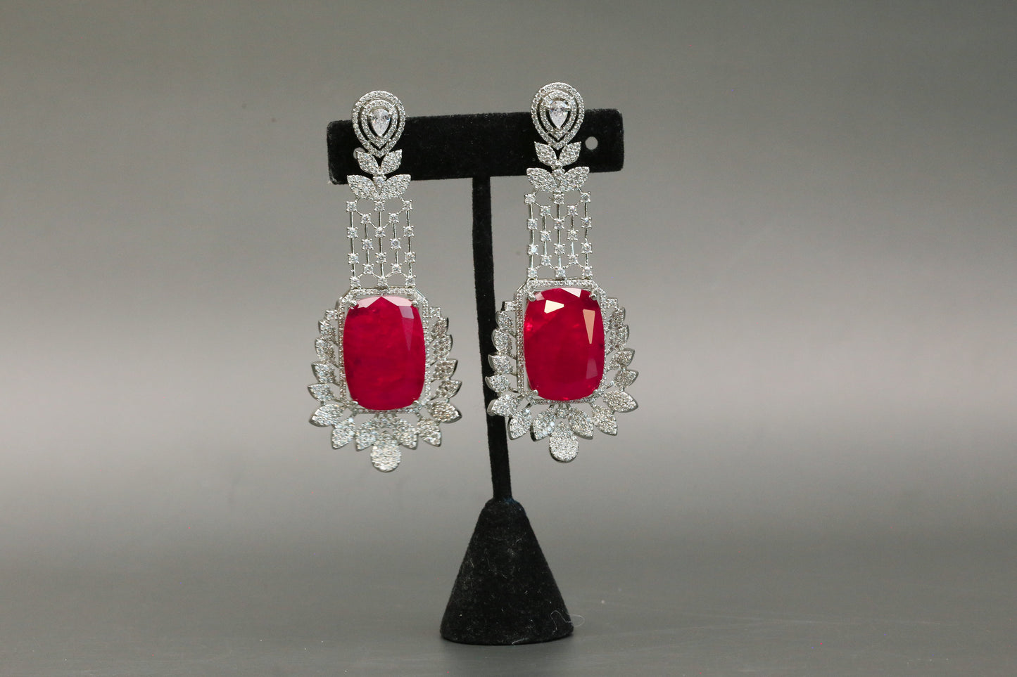 Premium CZ & Red Doublet Earrings