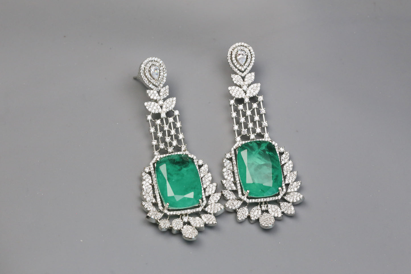 Premium CZ & Green Doublet Earrings
