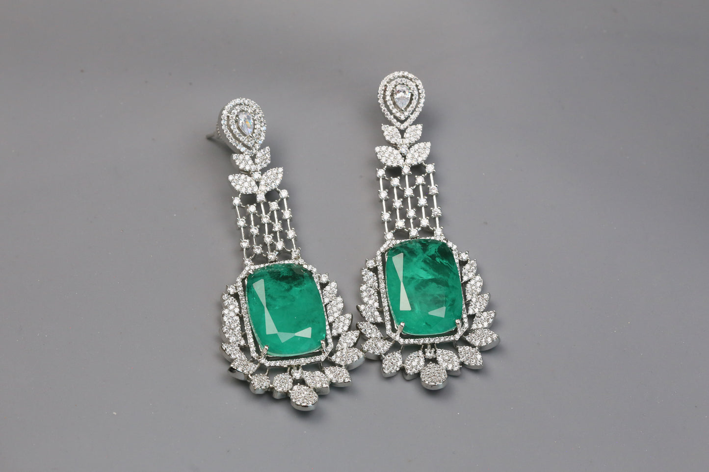 Premium CZ & Green Doublet Earrings
