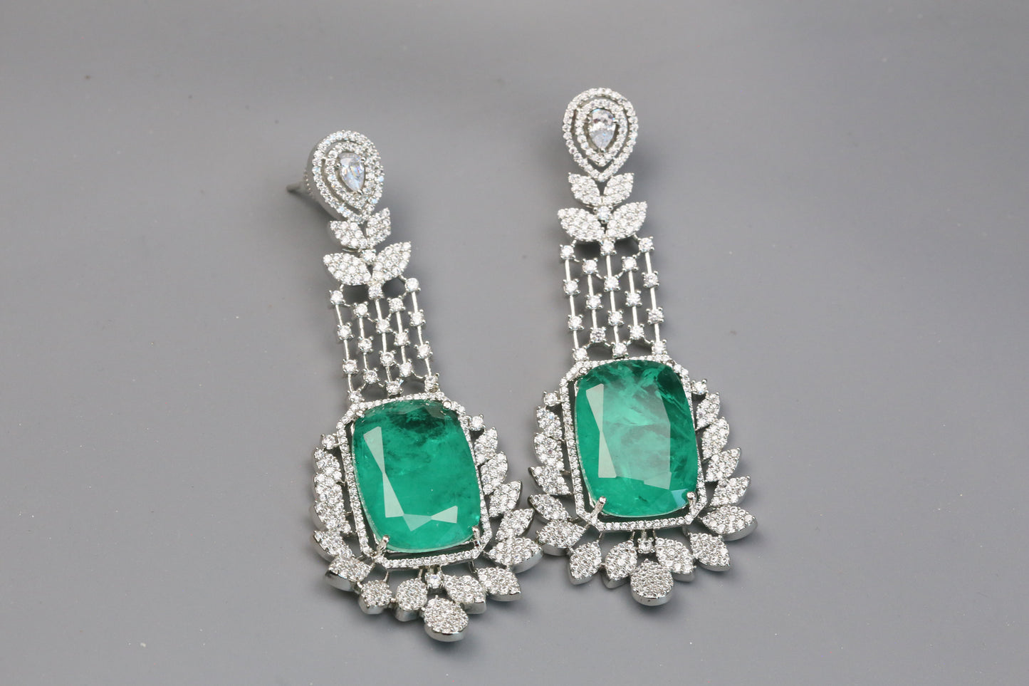 Premium CZ & Green Doublet Earrings