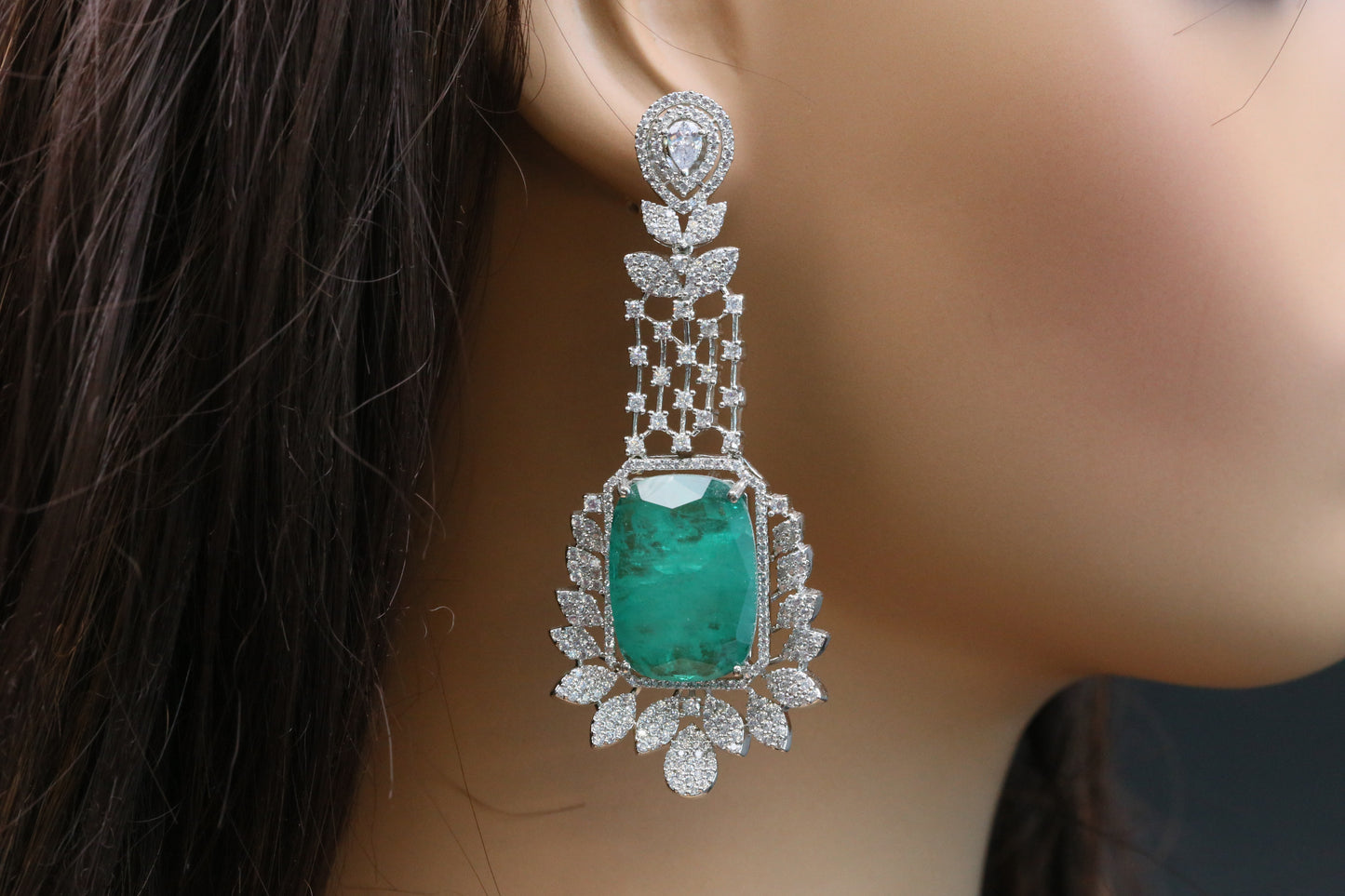 Premium CZ & Green Doublet Earrings