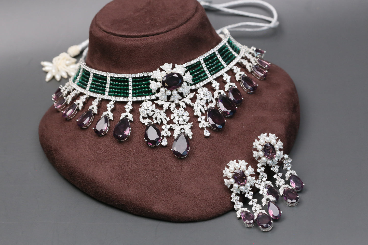 Premium Flexible Micro CZ & Hydro Drops Set - Purple Green