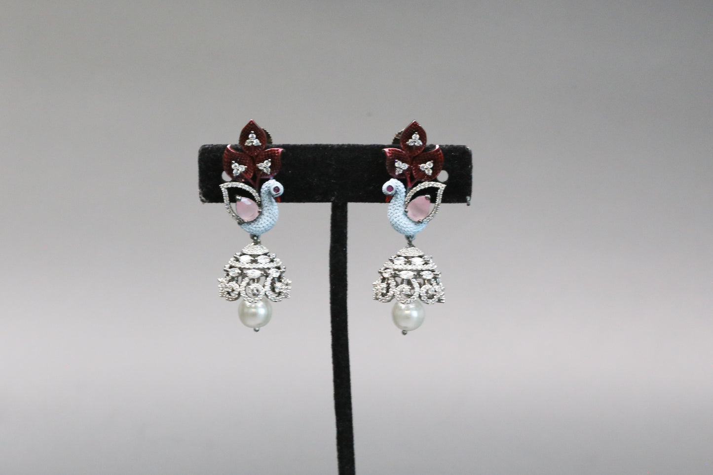 Mayura CZ & Enamel Jhumka - Blue