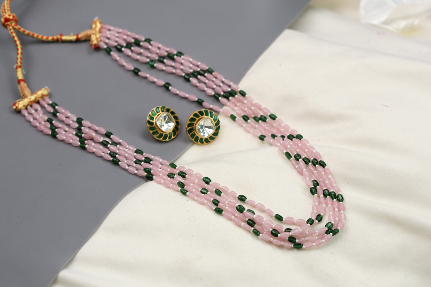 Rasa Semiprecious Mala Necklace - Pink Green