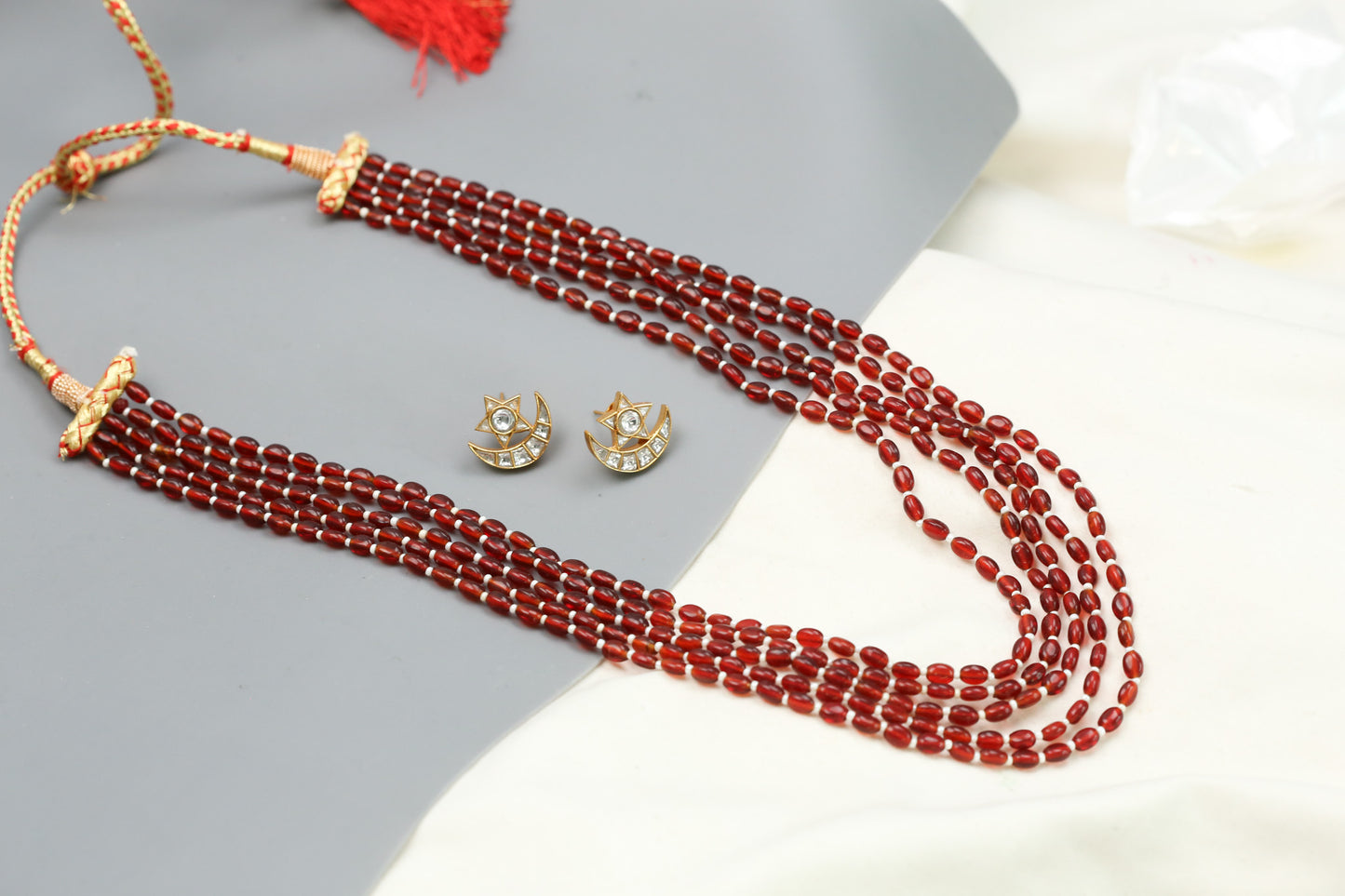 Rasa Semiprecious Mala Necklace - Red
