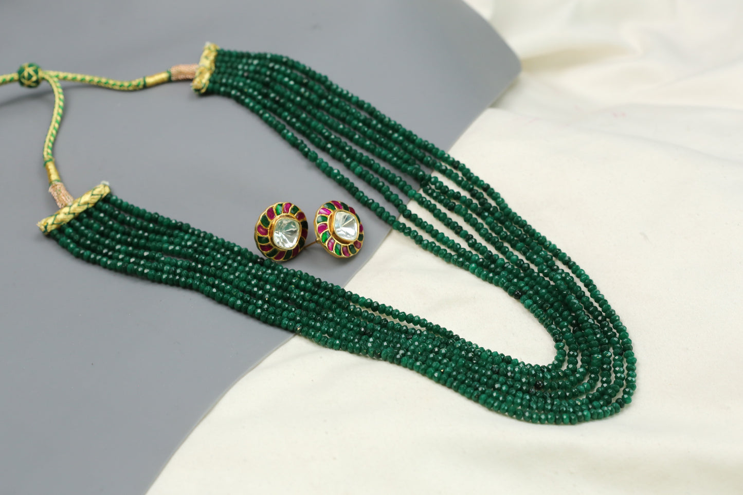 Jade 7 Strands Semiprecious Mala Necklace - Green