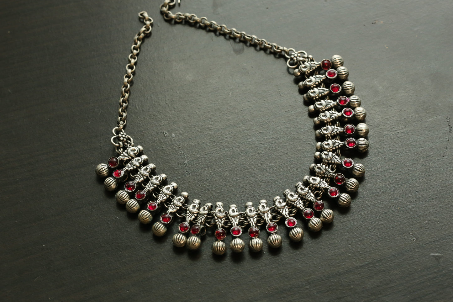 Yashodha Silver Look Necklace - Style 3