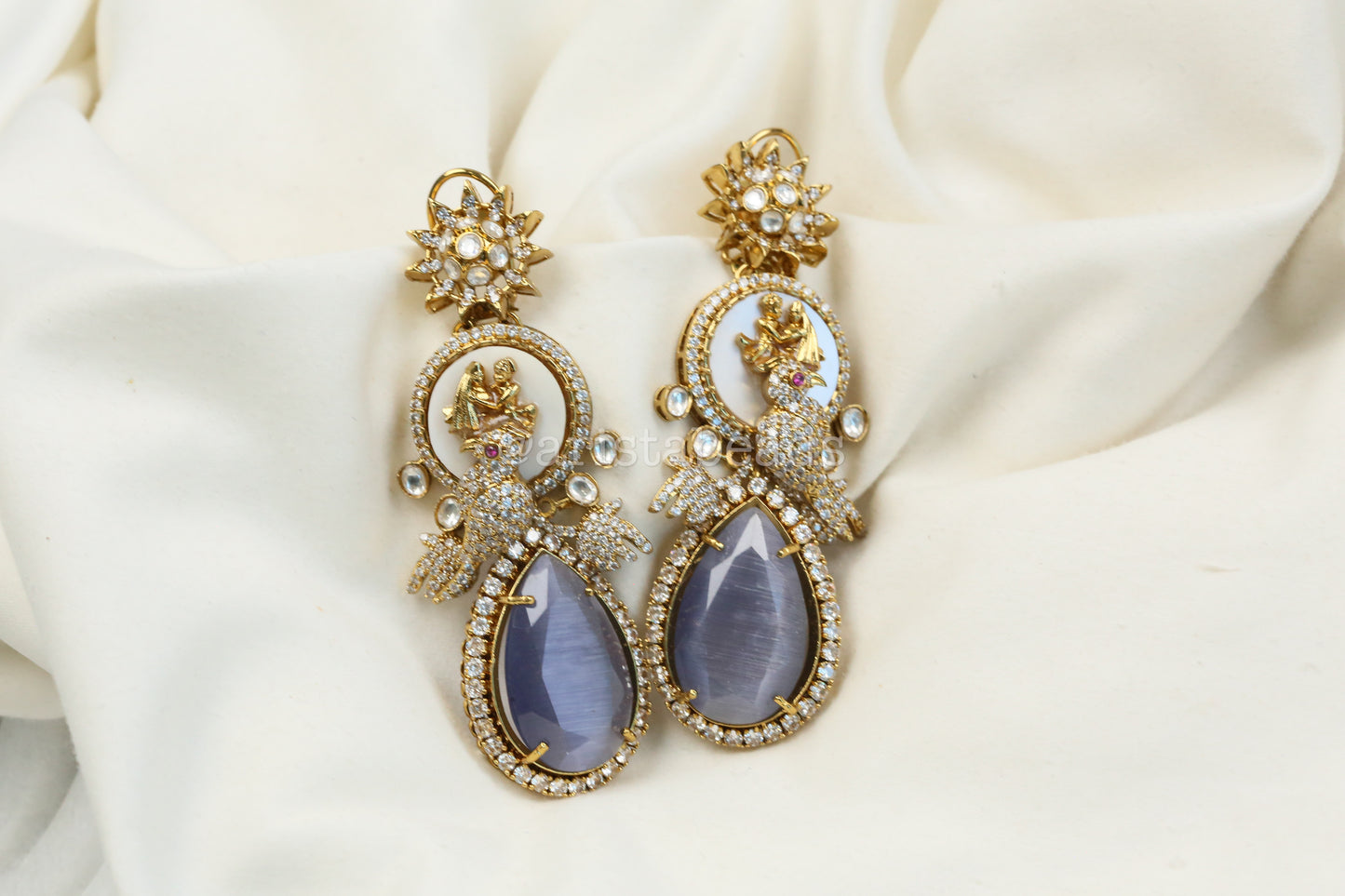 Sabya MOP, CZ & Gray Earrings