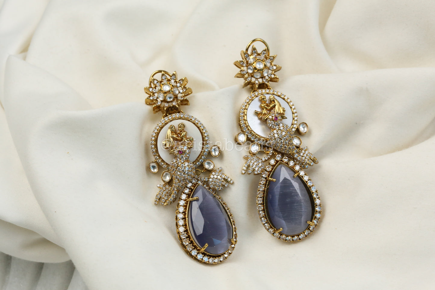 Sabya MOP, CZ & Gray Earrings