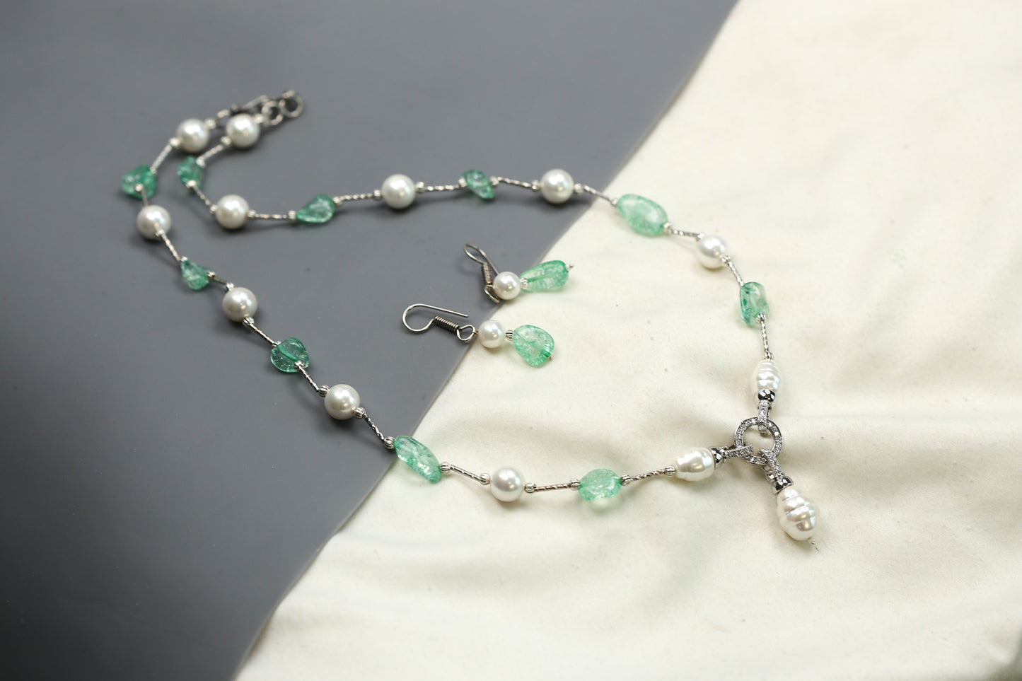 Contemporary Beaded Necklace Set - Mint