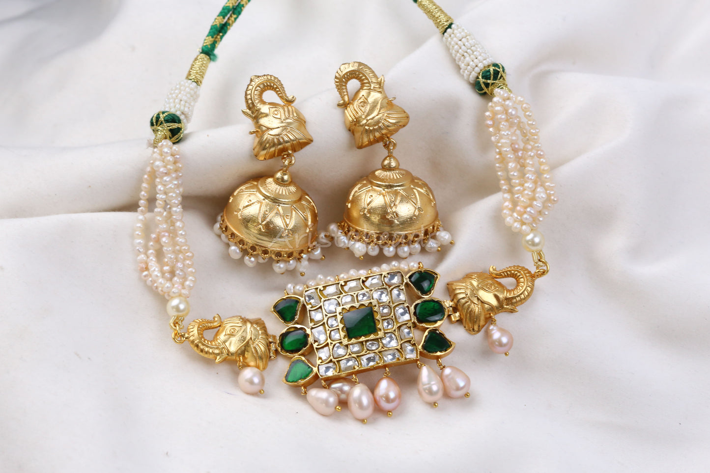 Real Pearls Antique Jadau Necklace Set (104-05)