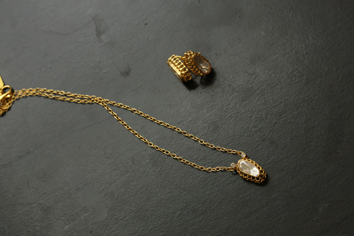 Dainty Mossanite Polki Necklace Set