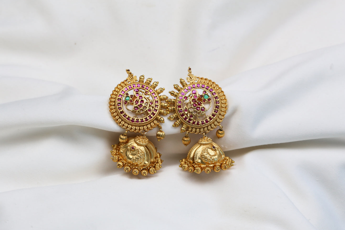 Kasturi Temple Jhumka -  Ruby Green