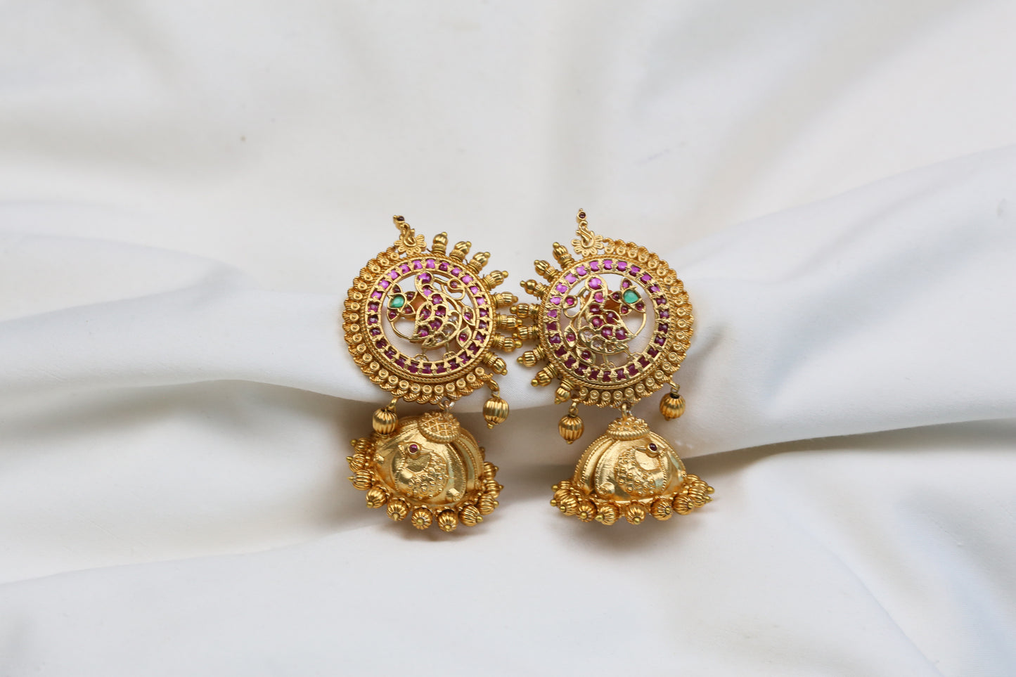 Kasturi Temple Jhumka -  Ruby Green