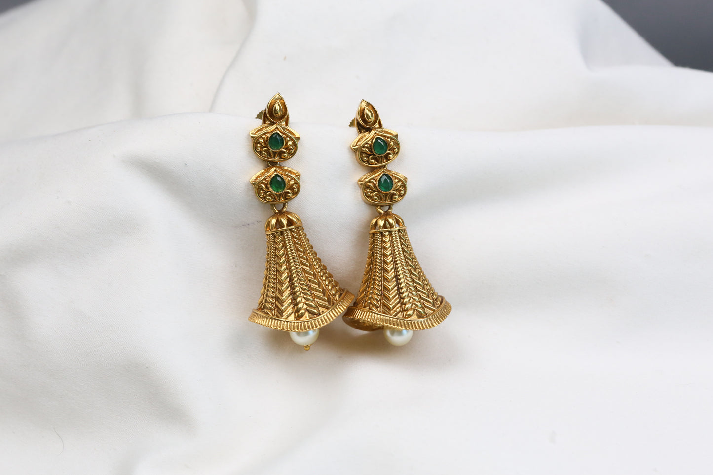 Noori Temple Jhumka - Green