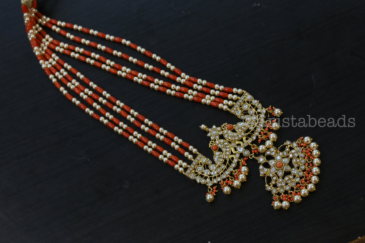 Arunima Jadau Kundan Coral Necklace