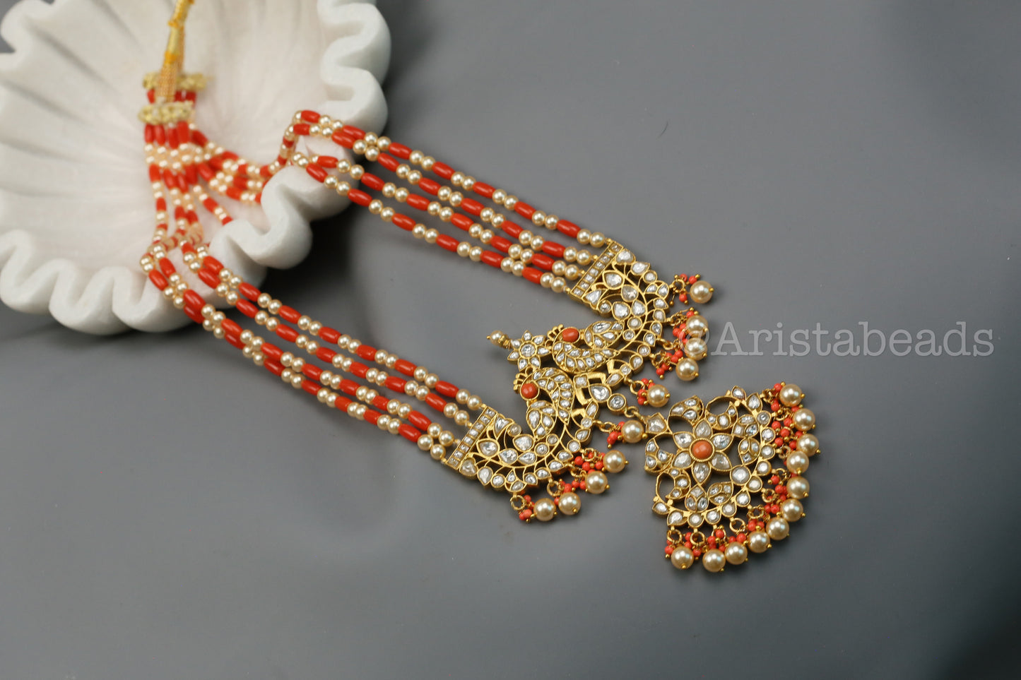 Arunima Jadau Kundan Coral Necklace