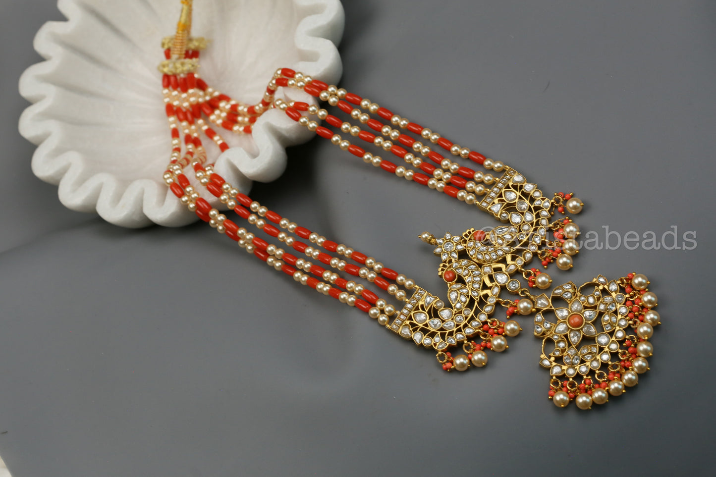 Arunima Jadau Kundan Coral Necklace