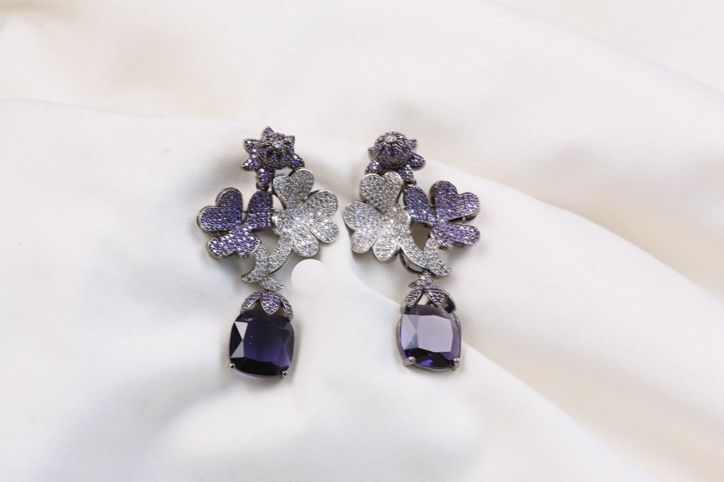 Tulip Premium Micro CZ Earrings - Purple