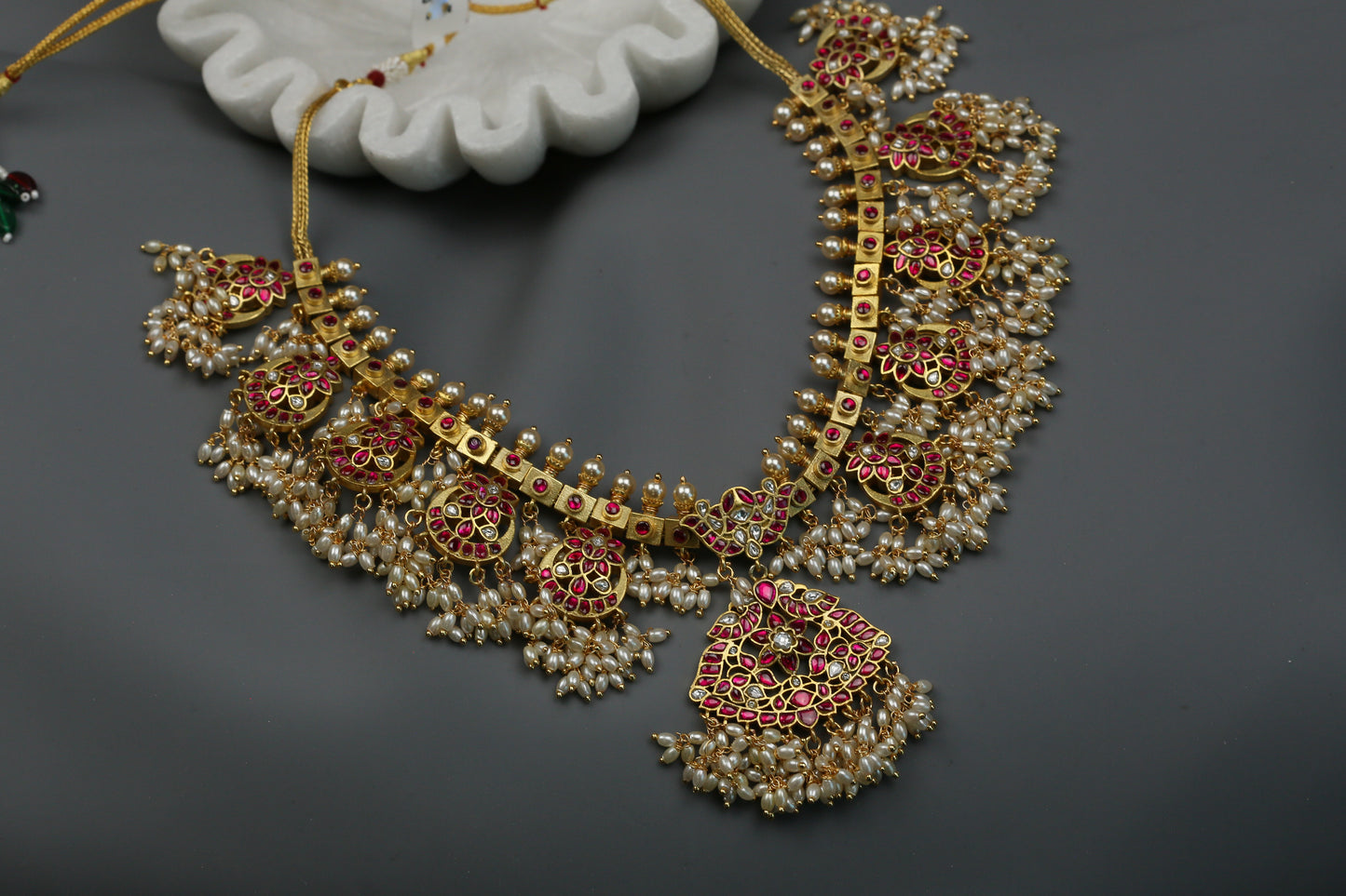 Handmade Ruby Guttapusalu Necklace