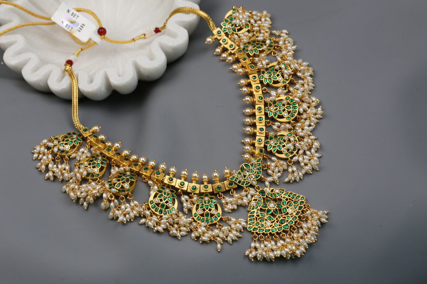 Handmade Green Guttapusalu Necklace