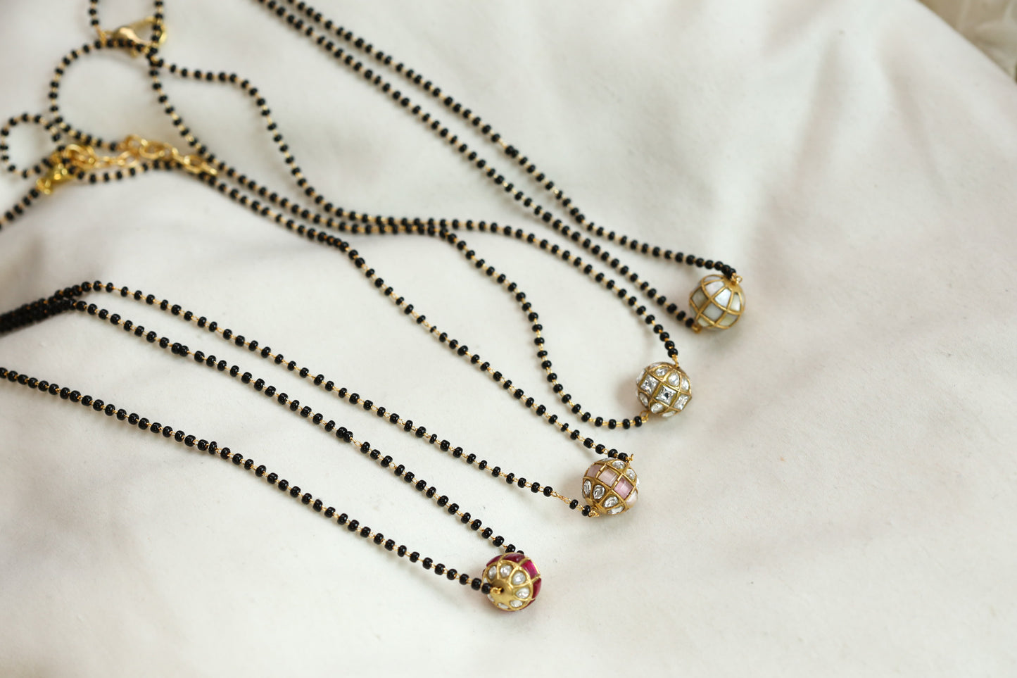 Jadau Black Bead Necklace